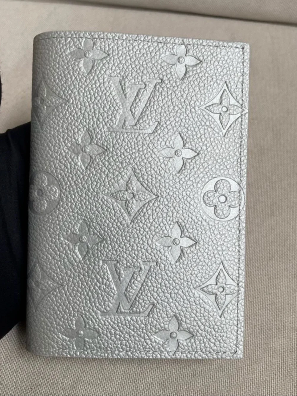 Louis Vuitton Metallic Silver Monogram Passport Holder